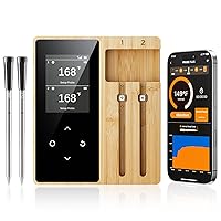 Vista 1 de Wireless Meat Thermometer Digital with 2 Probes, Long Range Bluetooth Food Thermometer with Smart APP Alerts for Cooking, Grill, AirFryer, Birthday