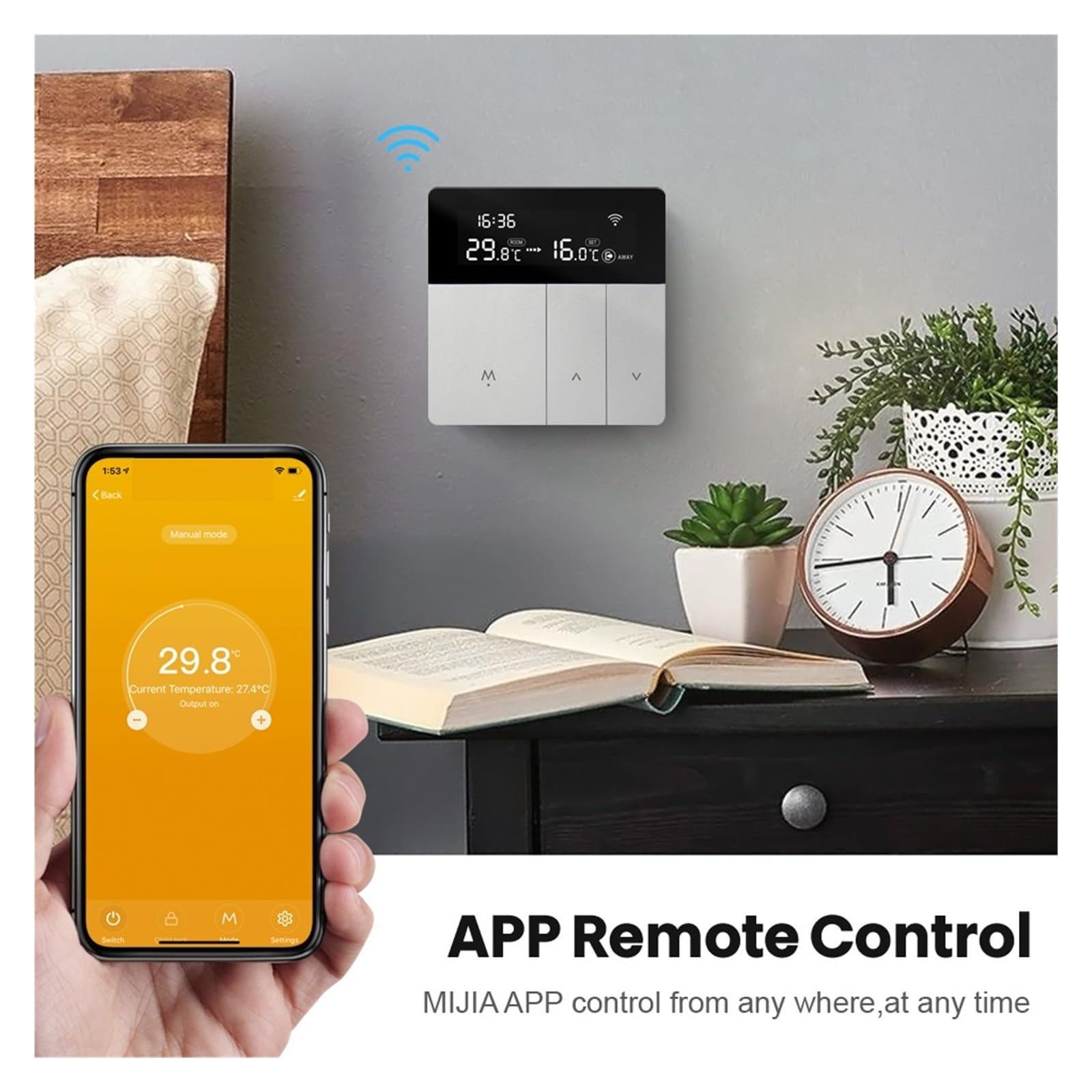 Inteligentny regulator temperatury termostatu WiFi, praca zdalna kontrola aplikacji Precyzja łatwość Konfiguracji(NO WiFi 16A Heating)