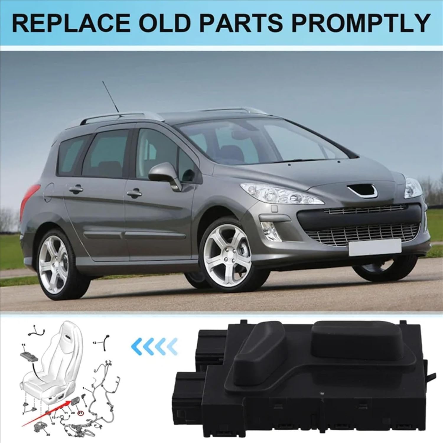 Power Seat Switch for Peugeot 308Cc 308Sw 2008-2013 Car Seat Height Adjustment Button Switch 6509W9 6509X0(A Pair)