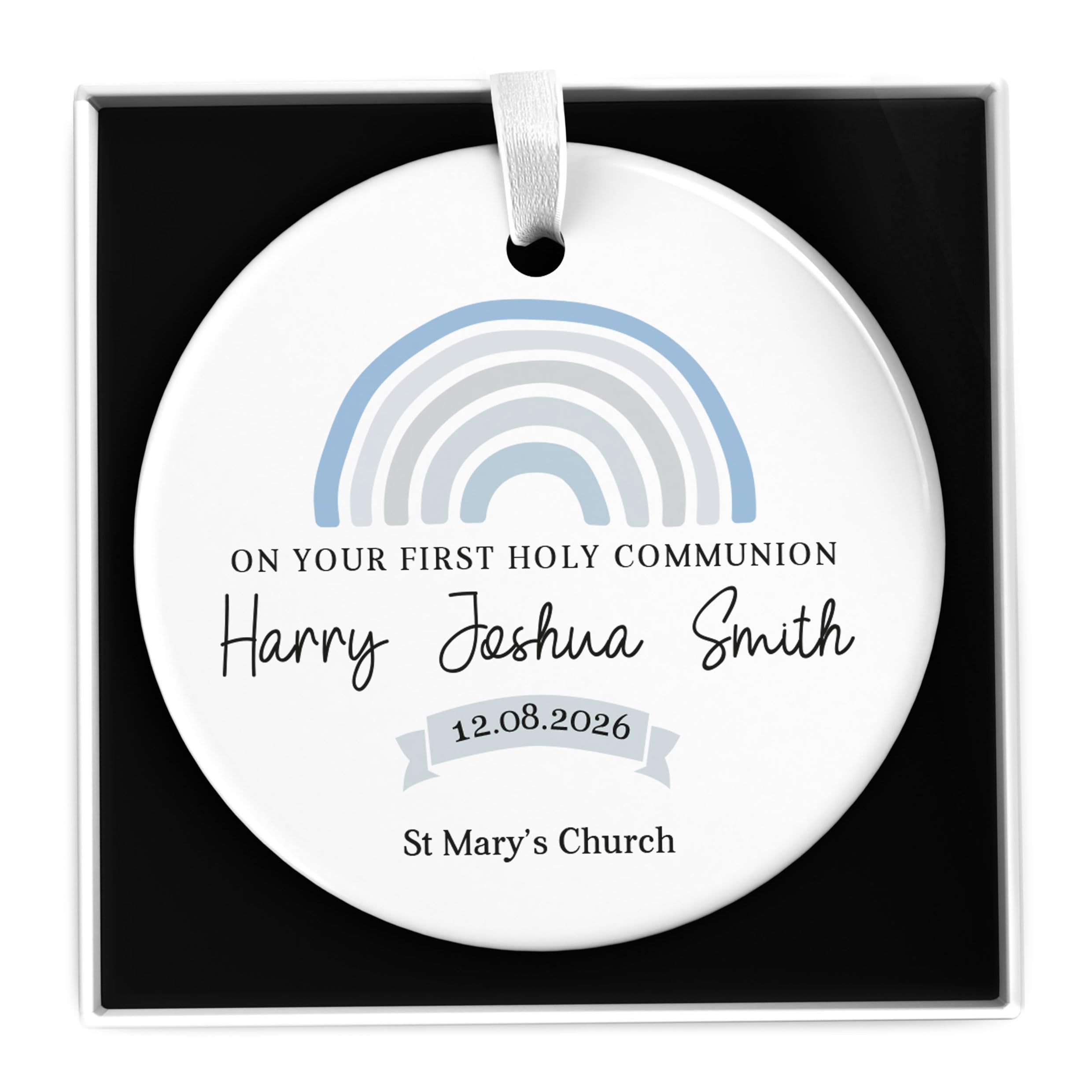 Beecreative Personalised First Holy Communion Gifts for Boy, Son, Grandson - 1st Communion Gifts for Godson - Gifts From Godmother Godfather - Communion Keepsake With Gift Box