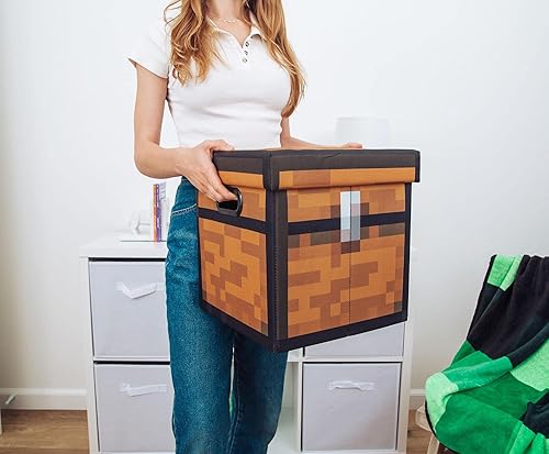 Miniatura 4 de Minecraft Cubo de almacenamiento de tela marrón con tapa  13 pulgadas