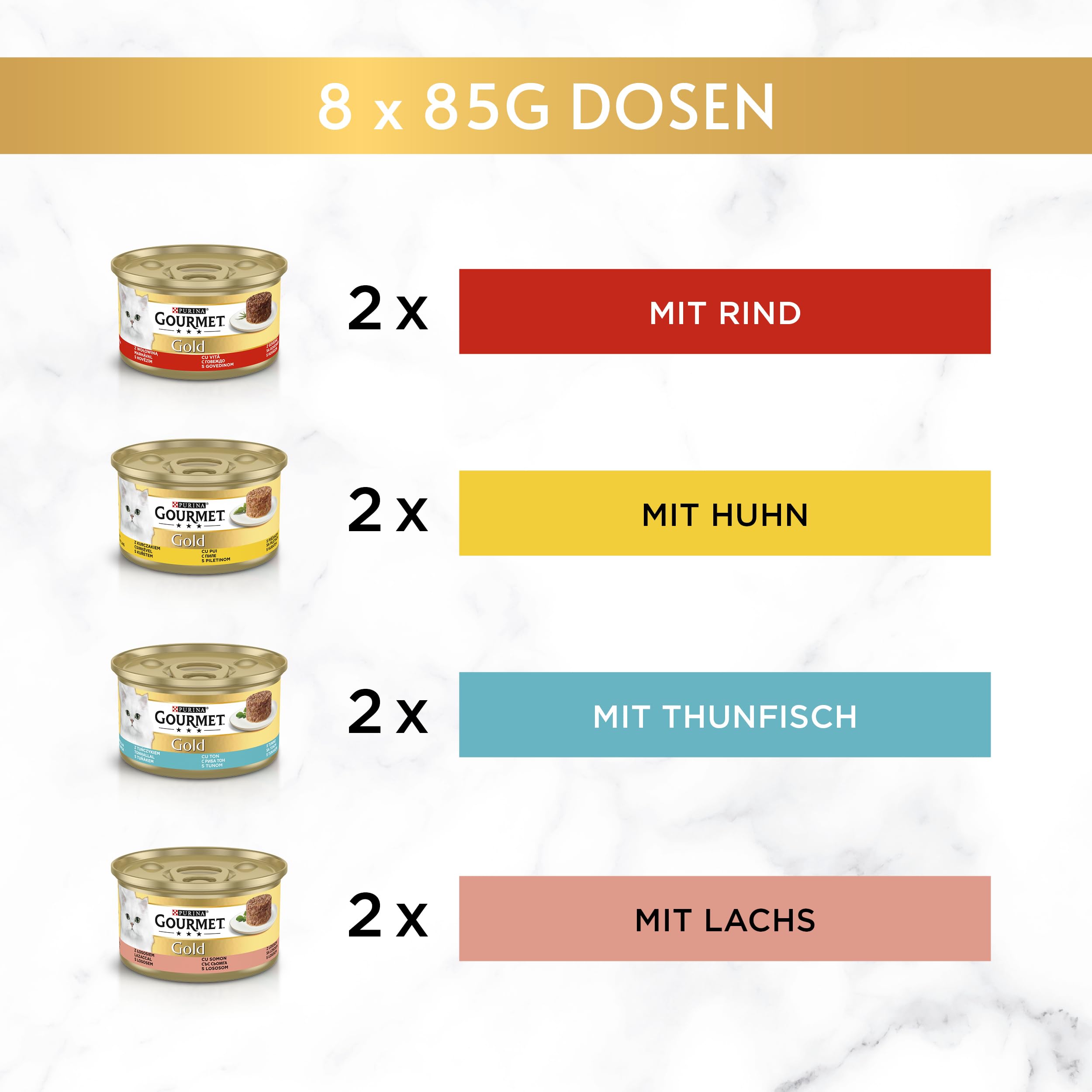 Gourmet Gold Raffiniertes Ragout Katzenfutter nass, Sorten-Mix, 96er Pack (96 x 85g)