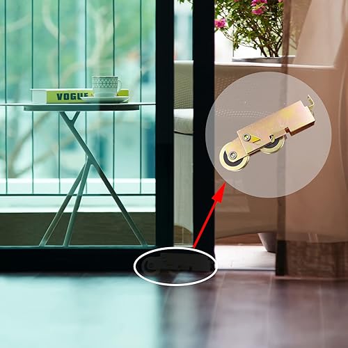 Miniatura 4 de Rodillos deslizantes de puerta de patio de repuesto para puertas de vidrio de aluminio, soporte F-Tab , rodamiento de bolas de acero de 1-1/4