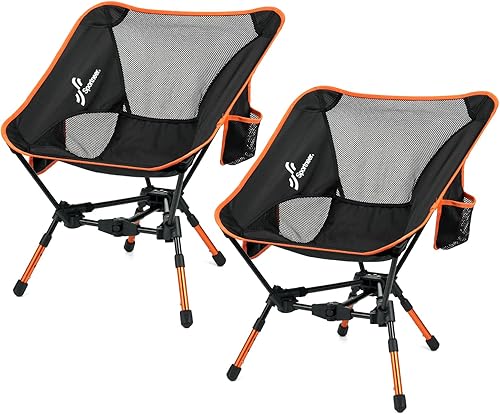Sportneer Sillas deportivas para adultos, sillas de campamento de altura ajustable para adultos, silla plegable compacta para mochilero al aire