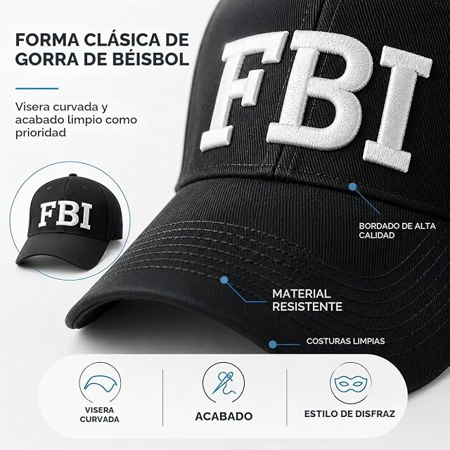 Foto 7 de 8 de TK Gruppe Timo Klingler Gorra FBI policía con visera basecap SWAT FBI como accesorio de disfraz para mujer…