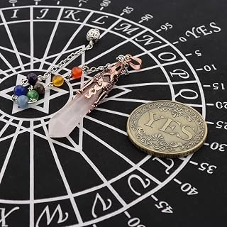 kcrygogo Metaphysical Pendulum Chart Mat with Crystal Pendulum Meditation Tool and Yes or NO Coin,Healing Stone Energy Generator for Divination, Protection,A Mystic Energy Gift