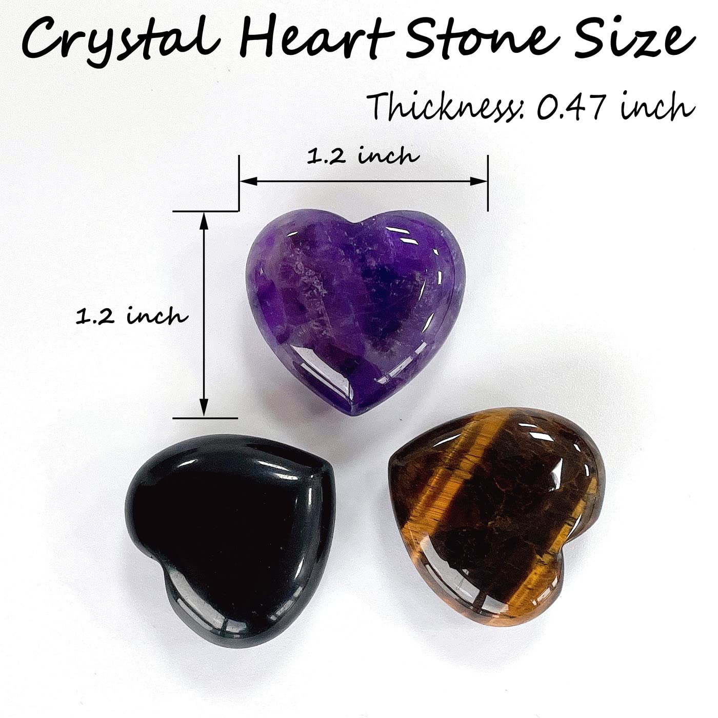 Pierres En Forme De Cœur - Améthyste, Cristal, Œil De Tigre - Lot De 4, Décoration Et Cadeau