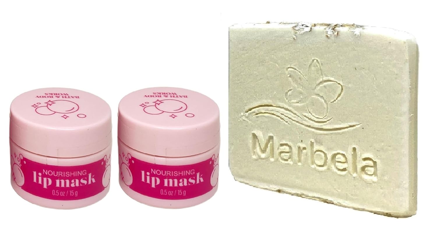 Bath & Body Works Champagne Toast 2 Nourishing Lip Mask with a Natural Oats Sample Soap
