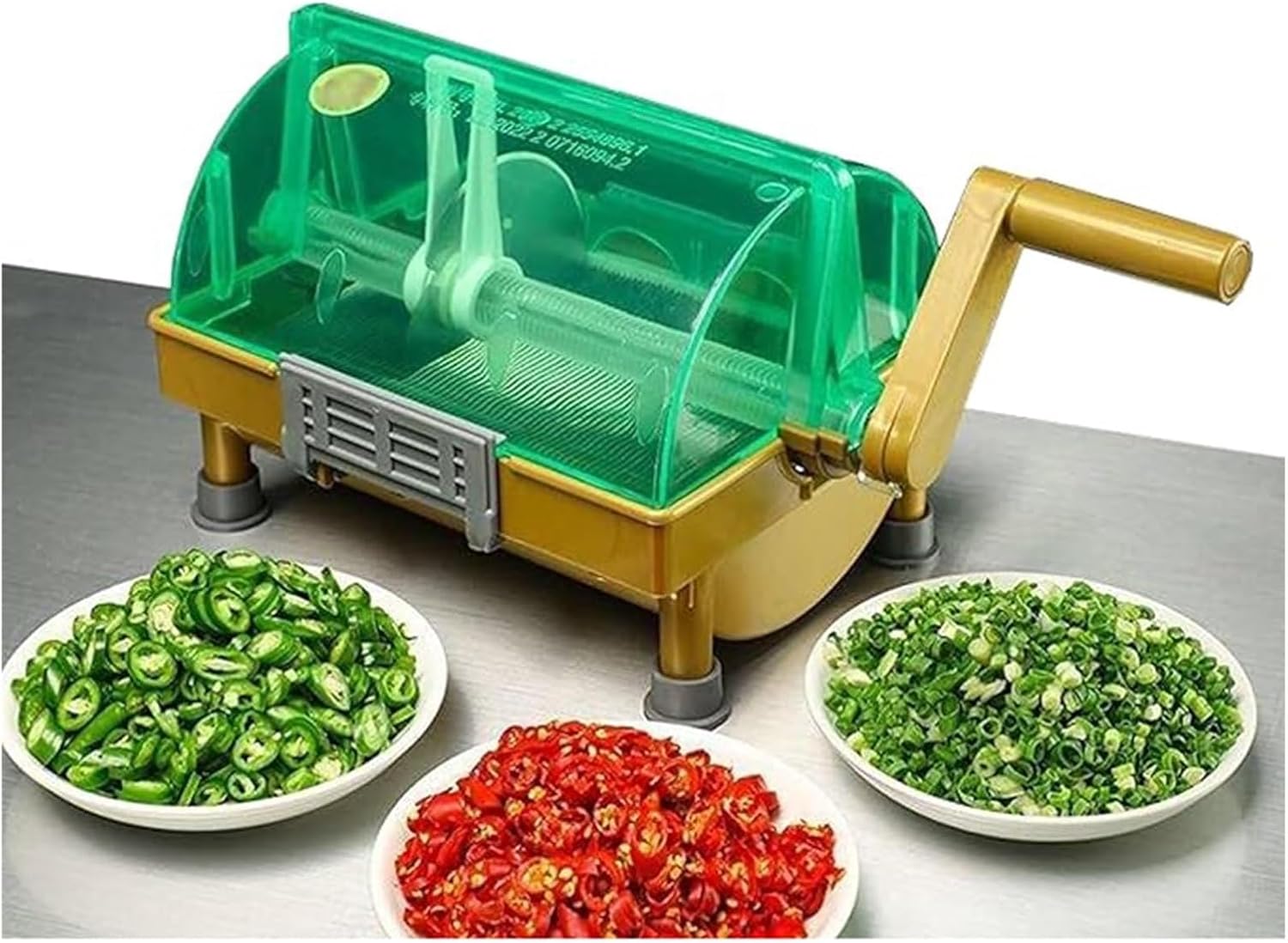 Commercial Red Pepper Chopper, Manual Scallion Cutter with Stainless Steel Blade, Commercial Vegetable Food Chopper, 3MM Scallions, Leeks, Cilantro and Garlic