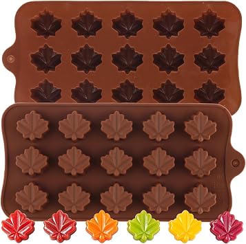 15 Cavity Maple Leaf Silicone Candy Molds Set Of 2