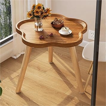 Flower-Shaped Side Table, Coffee Tables, Small Nightstand, Wooden End Table for Small Space, Bedroom, Living RoomBrown,20.9 * 23.6in