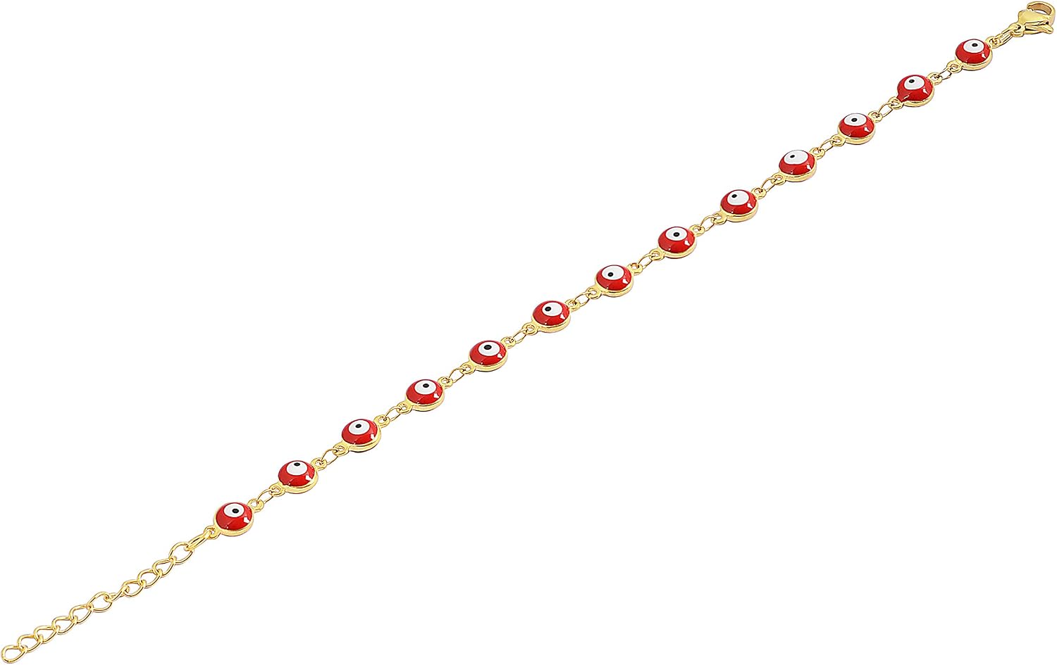 Women's Charm Enamel Evil Eye Protection Link Chain Bracelet