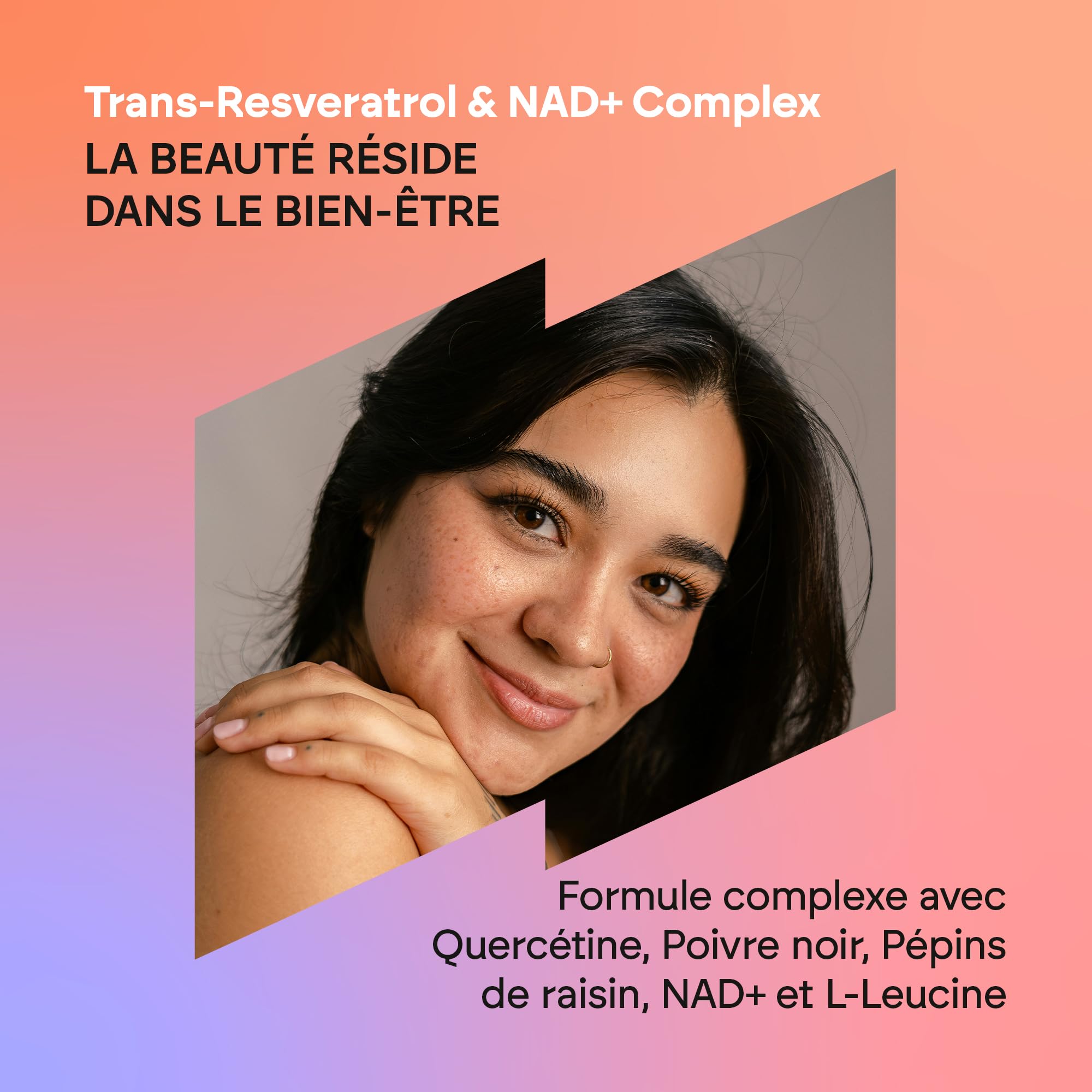 Trans Resvératrol NAD+ 686mg Complex - Quercétine Pipérine Pépins de Raisin (OPC) L-Leucine - Complément Alimentaire Revératrol - 60 Gélules Nutralie