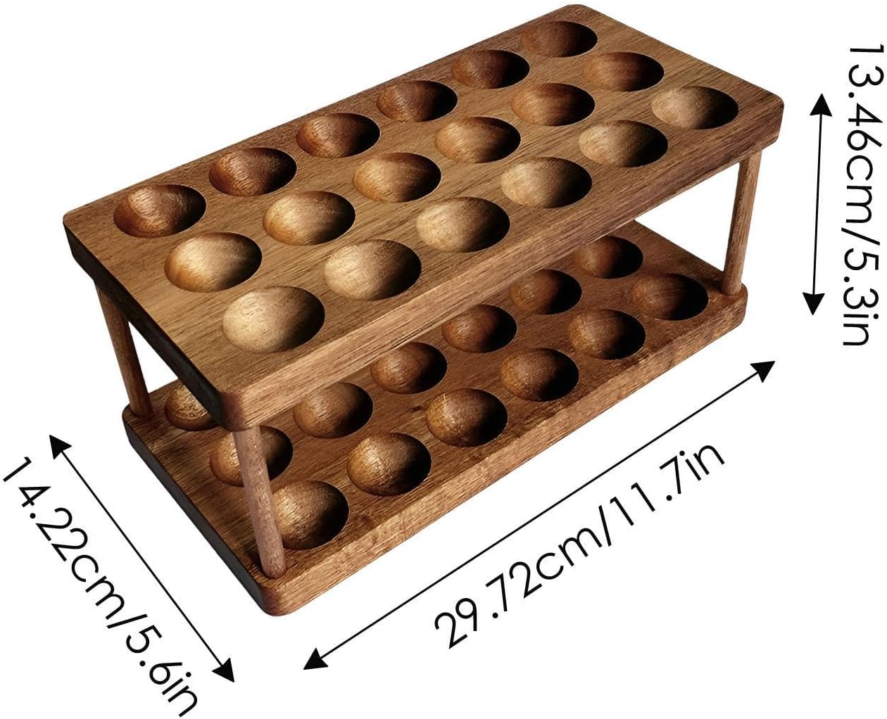 Wooden Egg Holder – Wood Double-Layer Storage Rack | 2024 New Countertop Organizer and Display Tray | Household Kitchen Space-Saving Shelf for Farmhouse and Refrigerated Eggs