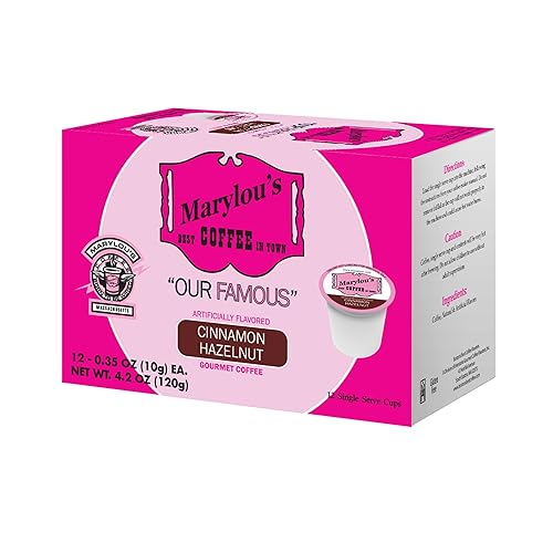 Marylou's Café Café gourmet con sabor a avellana y canela Cápsulas de café de una sola porción, compatible con cafeteras Keurig 12 cápsulas
