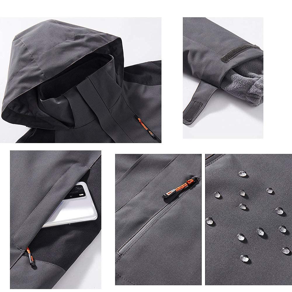 MU Chaqueta de Esquí a Prueba de Agua para Hombre Abrigo de Nieve de Invierno Cálido Montaña Cubierta de Montaña Removesa Capucha Extraíble Chaquetas de Snowboarding/Blue/Xl
