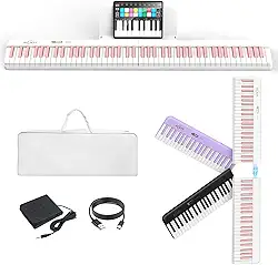 AiJoy Piano com teclado dividido de 88 teclas – magnético destacável, portátil e ultraleve, piano de viagem de tamanho completo com teclas sensíveis, USB-MIDI, estojo de transporte, presente para