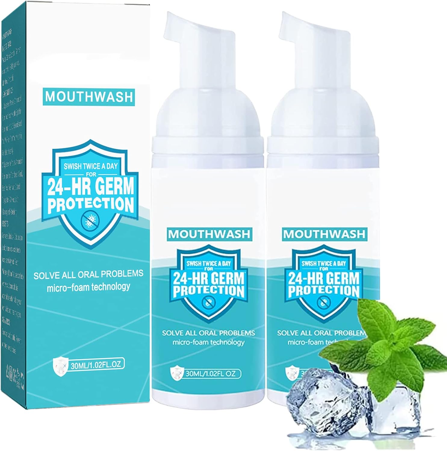 2Pcs Mouthwash,Teeth Whitening Mousse,Deep Cleaning