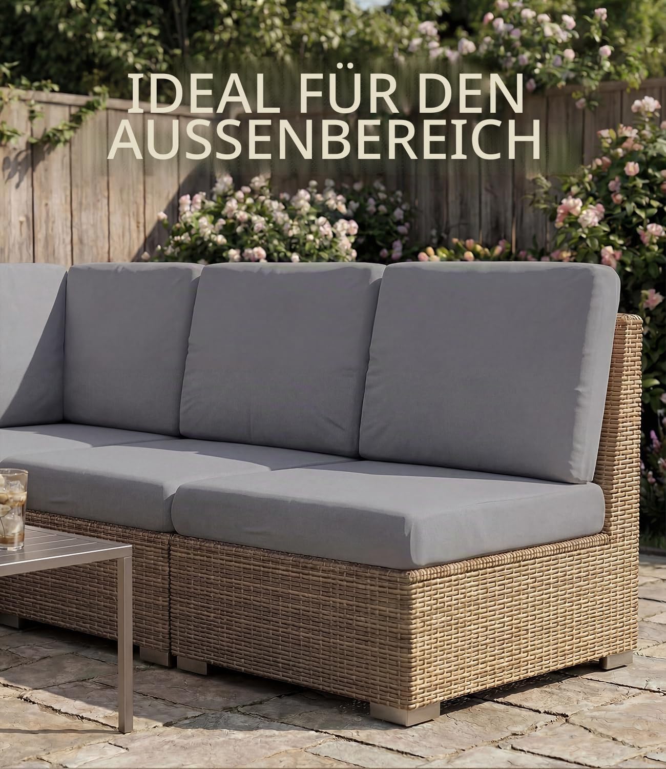 Hiseng Outdoor Sitzkissenbezug 12 Stück, Terrasse Gartenpolster Ersatzbezug, Hellgrau Stretch Sitzkissenbezug Sofa Kissenbezüge mit Gummiband für Terrassenmöbel, Gartenmöbel