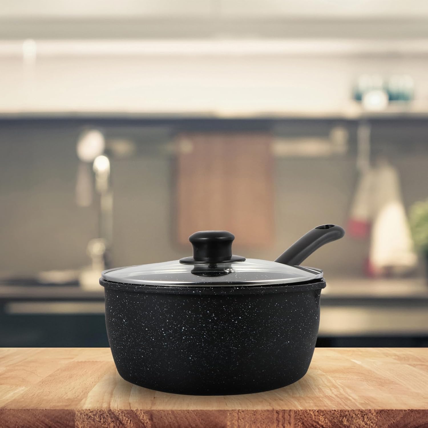 Nonstick Maifan Stone Saucepan 20cm with Lid, Milk Cooking Pot for Kitchen Cooking, Sturdy Stick-resistant Frying Pan Suitable for Household Use