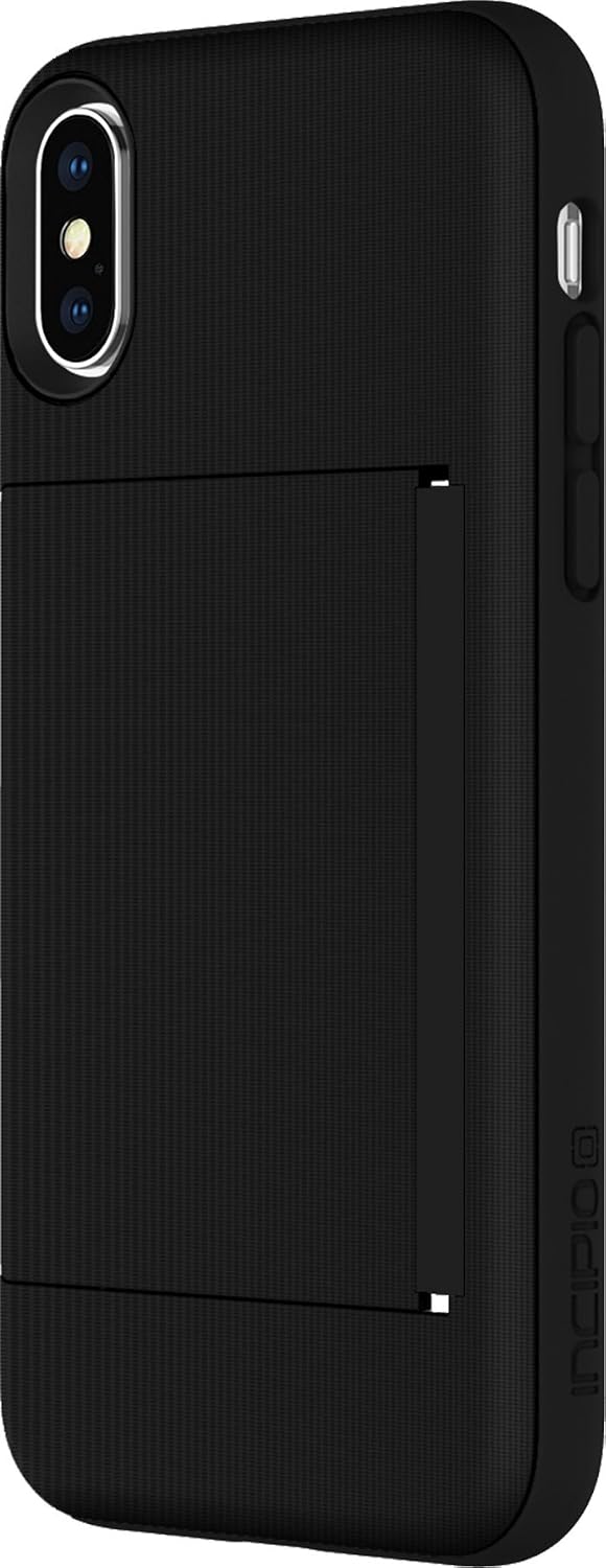 Incipio IPH-1649-BLK Apple iPhone X Stowaway Credit Card Hard Shell Case with Silicone Core - Black