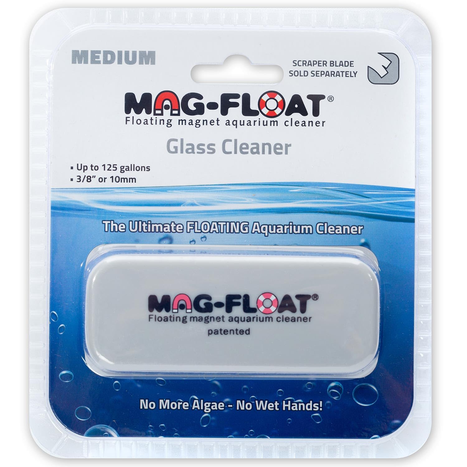 Mag-Float Medium Glass Floating Algae Scraper 125 | Magfloat Magnetic Fish Tank Cleaner | Magnet Scrubber Brush Cleaning Tool for Aquarium