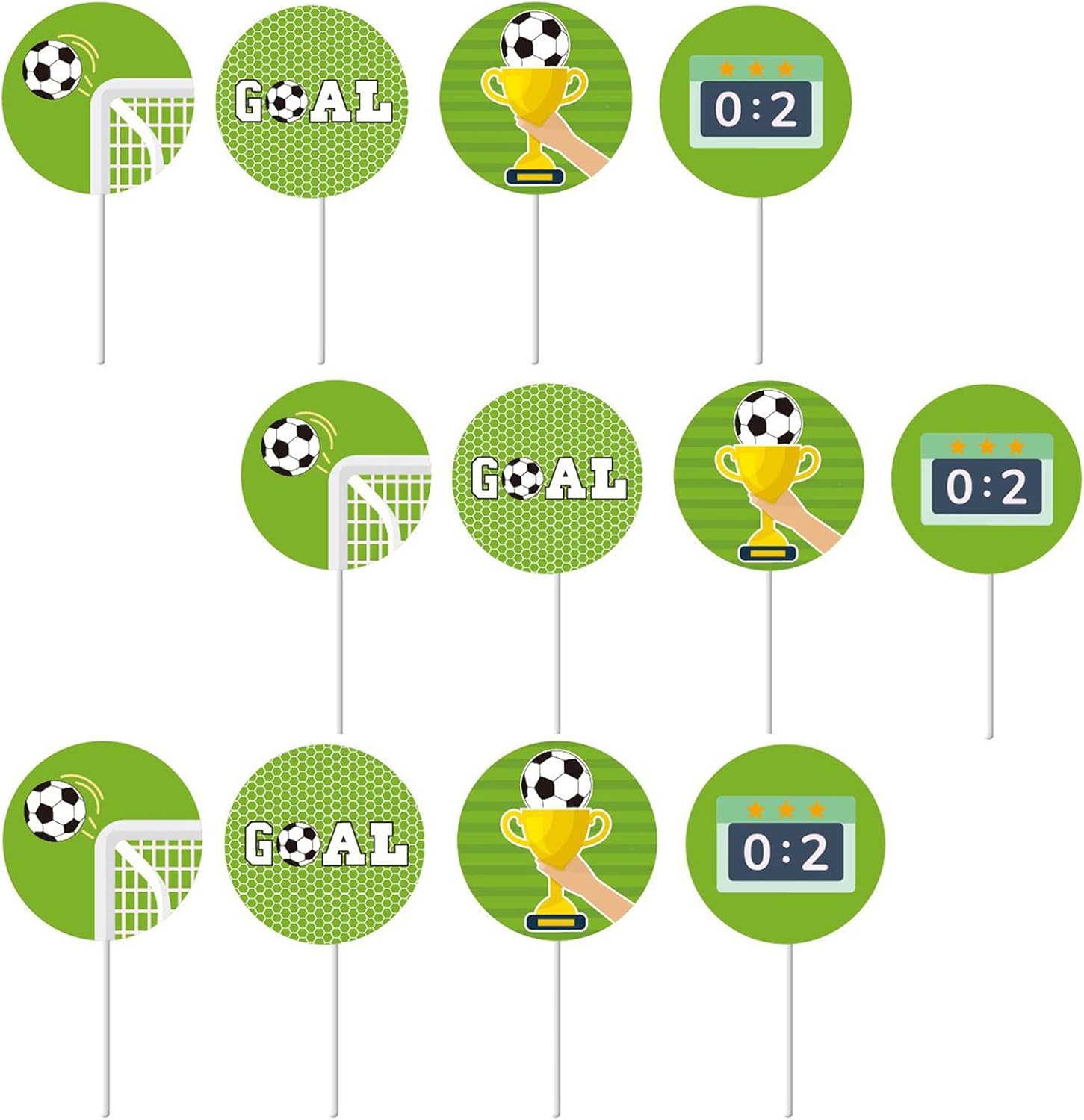 12pcs Football Cake Toppers for Boys,Football World Cup Soccer Cake