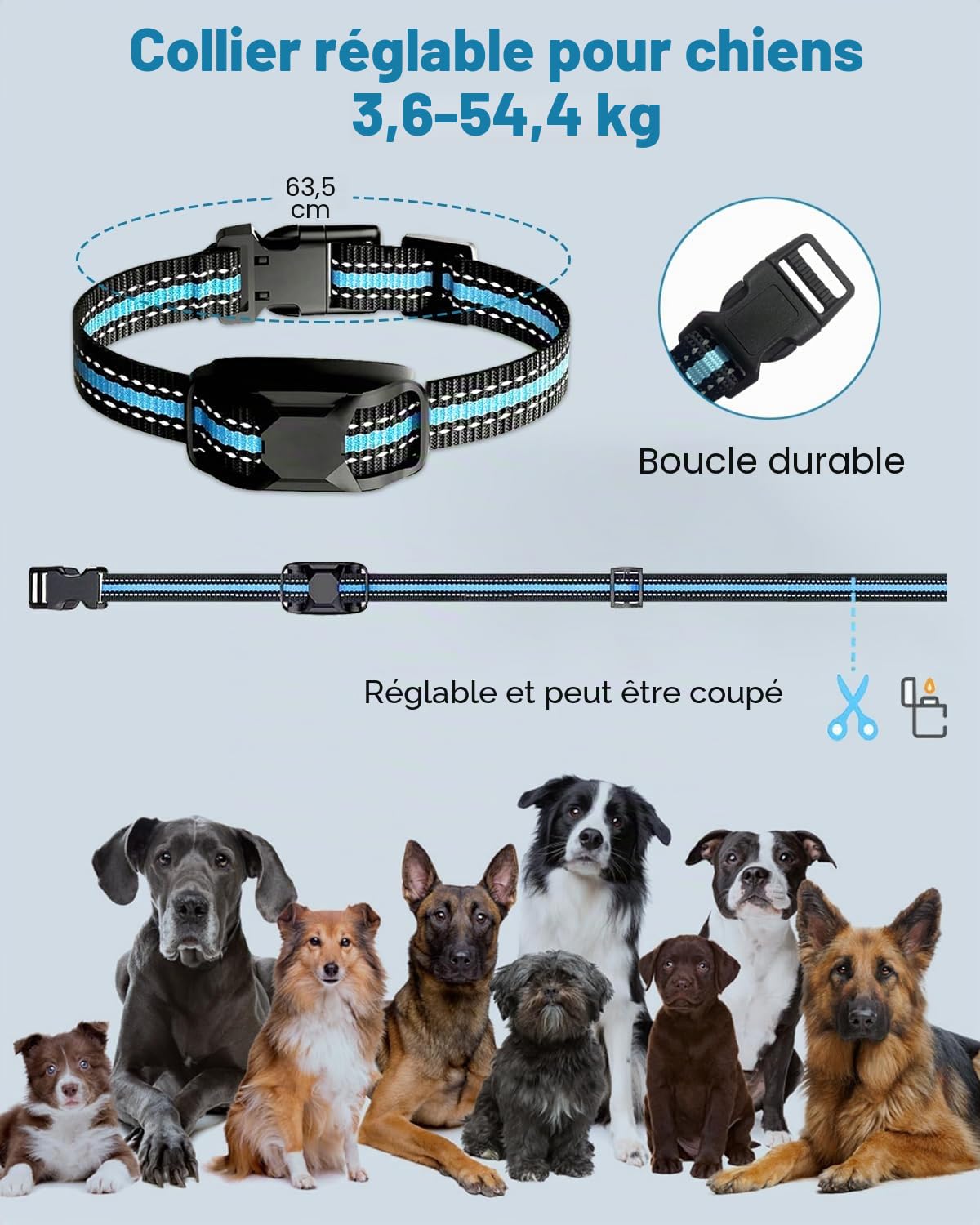 Collier Vibrant-Conformes à La Nouvelle Loi 2024-Collier de Dressage,Portée de 2600 Mètres,Rechargeable avec 3 Modes Son/Vibration/Forte Vibration,Résistant à l'eau IP67,pour Chiens de Toutes Tailles