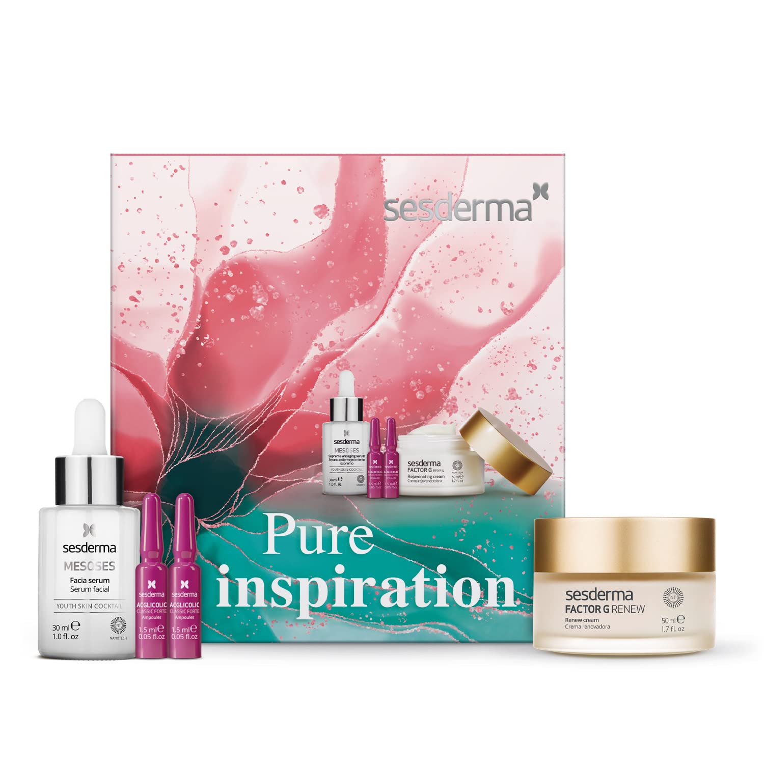 sesdermaInstant Firmness Pack MESOSES Serum + ACGLICOLIC Ampoules + FACTOR G RENEW Cream