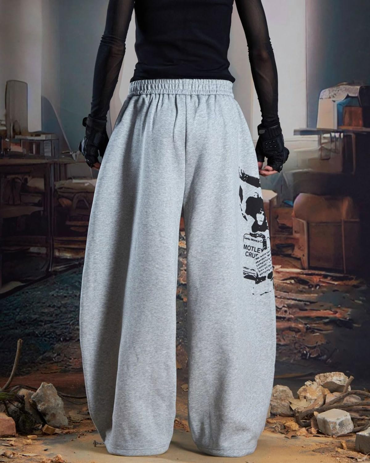 Skateboard Frog Pantalon Baggy Jambe Courbée Sweat Streetwear Y2K Imprimé