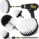 Holikme 5Pack Pinceau de percement ensemble de fixation,Pinceau à broyage de puissance long joint étendu pour les surfaces de salle de bains, coulis, planchers, baignoires, douches, carreaux, cuisines et voitures, jaune