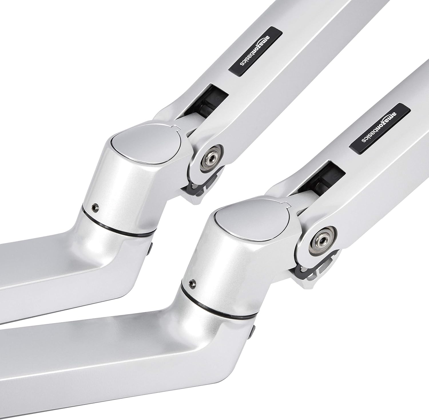 Creative Product Amazon Basics Dual Arm Monitor Stand - Lift Engine Arm Mount, Aluminum - Silver