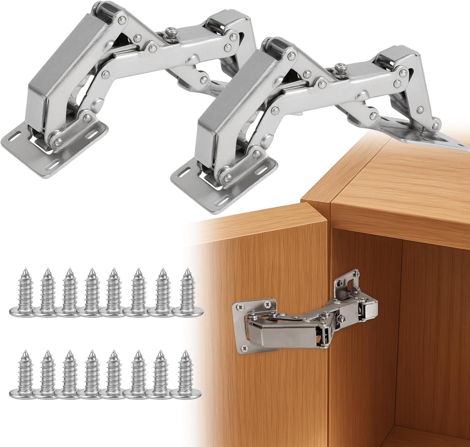 HBL' 2 Pack Soft Close Cabinet Hinges, 135-175 Degree Hydraulic Kitchen Cabinet Hinges for Lazy Susan, Surface Mounted for Framless Thick Doors