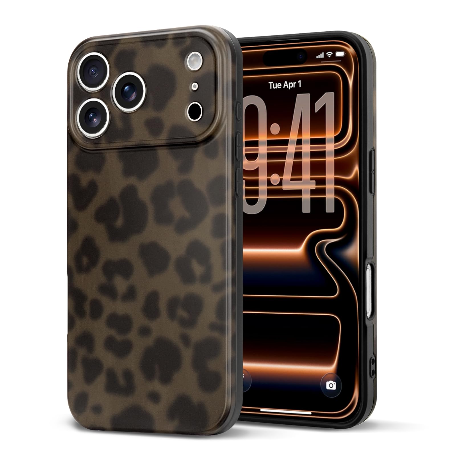 Teageo Leopard Handyhülle für iPhone 17 Pro, Mädchen Klassisch Leopardenmuster Handyhülle TPU Silikon Anti-Drop Kameraschutz Schutzhülle Bumper für iPhone 17 Pro, Grün Bernstein