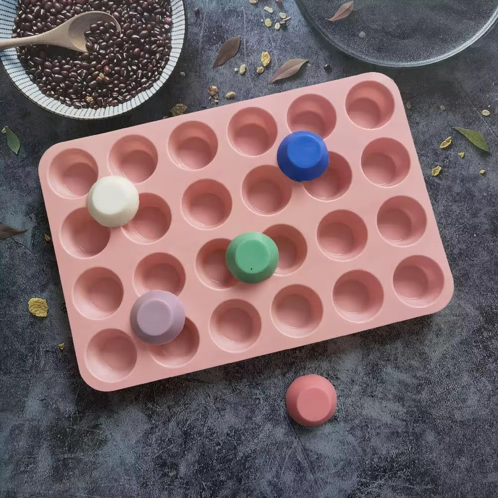 SHOAIB 24-Cups Muffin Mould Midi Sized Cupcake & Cheesecake Baking Tray 24-Slots Silicone Mould for Baking Cupcakes, Muffins, Mini Quiches & Dessert (Silicone)-image-38