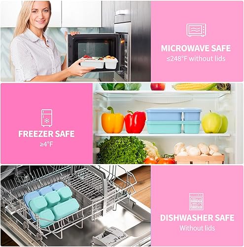 Miniatura 6 de Lunbxx Contenedores de aperitivos para adultos, paquete de 4 loncheras Bento para adultos y niños, 5 compartimentos para adultos con utensilios,