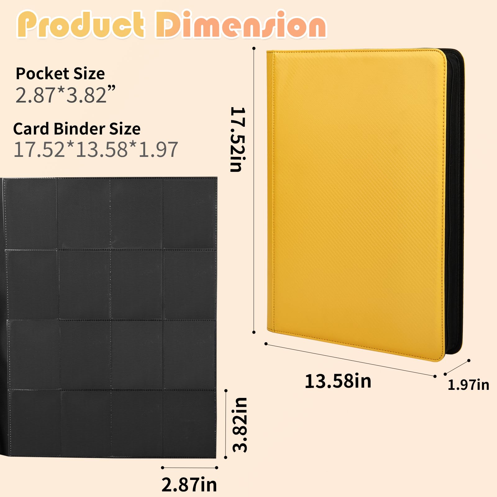 Amazon.com: Premium 1000+ Pockets Trading Card Binder, 16-Pocket Ringless  Side-Loading Album for TCG, MTG, Lorcana, Sports & Standard-Size Cards  (Yellow) : Toys & Games