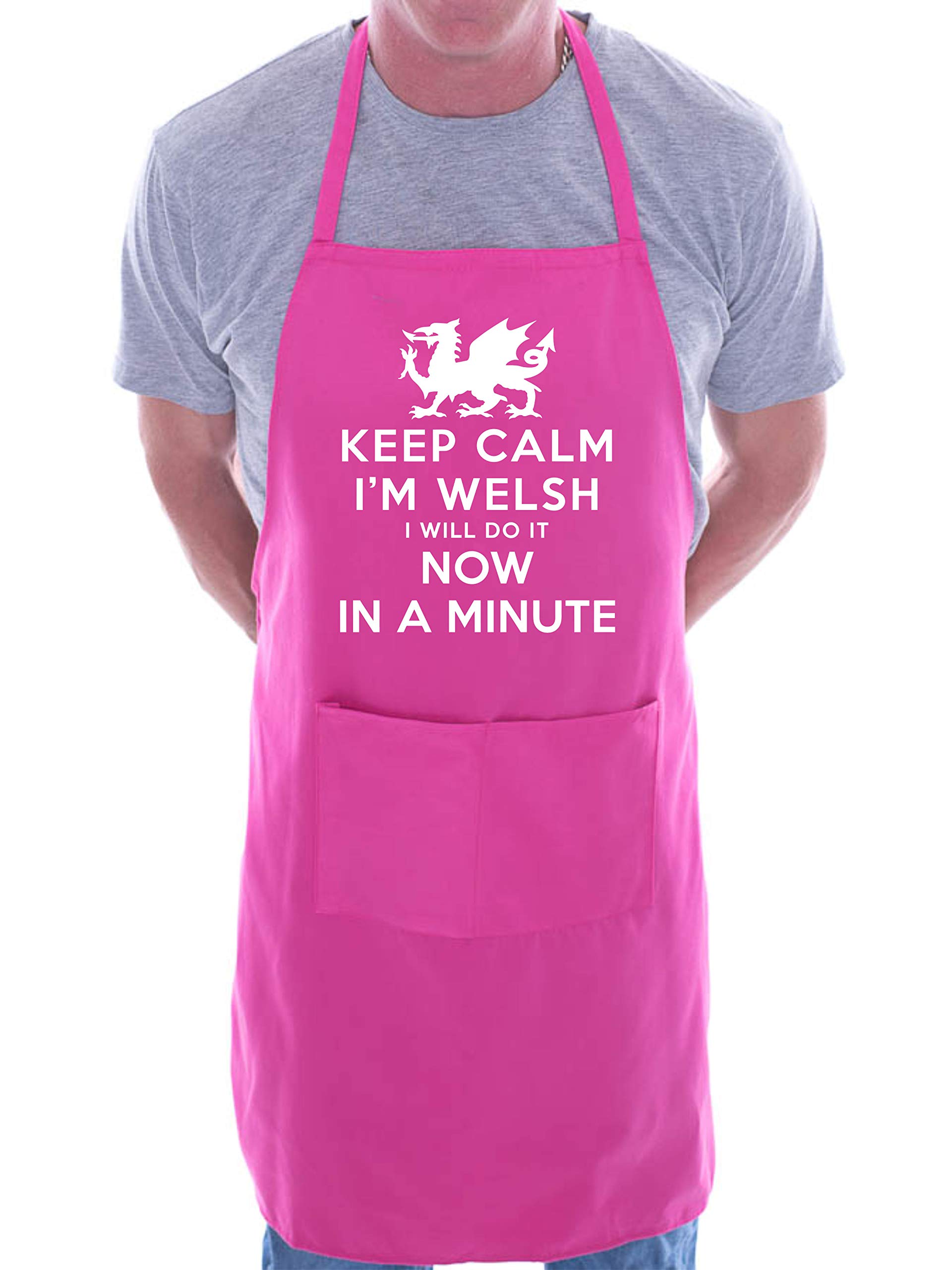 Print4U Keep Calm I'm Welsh Wales BBQ Novelty Cooking Apron Pink