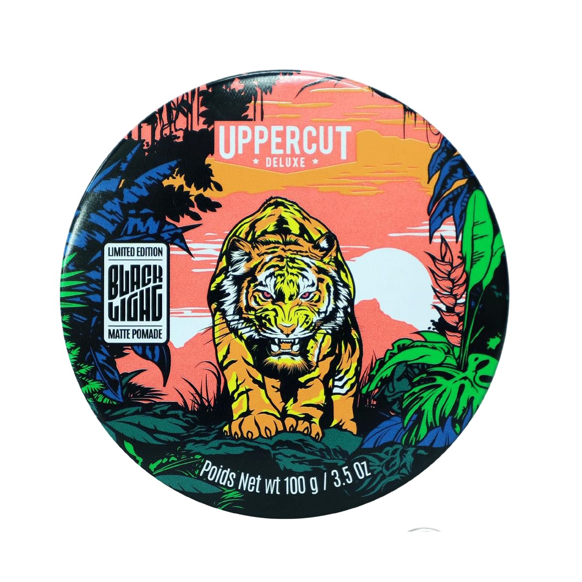 Uppercut Deluxe Pommade mate - Pommade capillaire exclusive Blacklight 100 g, parfum Highland avec finition mate et dégradé orange. Boîte cadeau, coiffure longue durée pour homme.