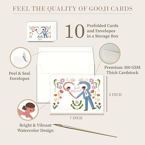 Miniatura 2 de Tarjetas de boda para la novia y el novio con sobres de 5 x 7 pulgadas, paquete de 10 tarjetas surtidas, notas en blanco para tarjetas de