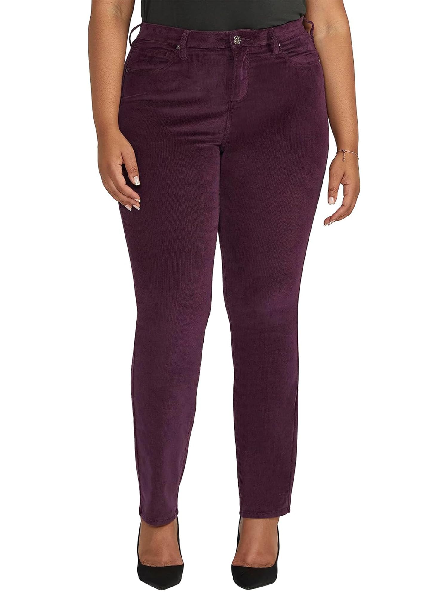 JAG Jeans Women's Plus Size Ruby Mid Rise Straight Leg Pants, Sangria, 18 Plus
