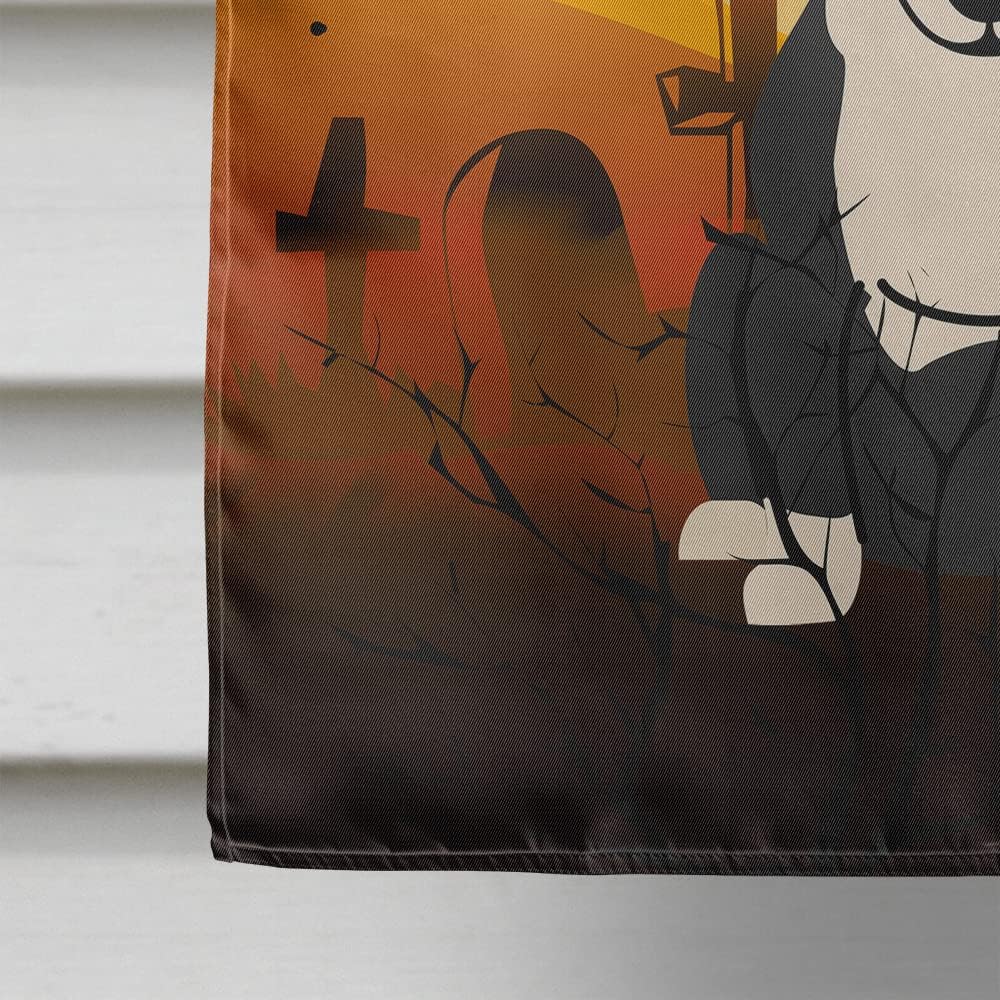 Caroline's Treasures BB4399CHF Halloween Bull Terrier Black White House Flag Large Porch Sleeve Pole Decorative Outside Yard Banner Artwork Wall Hanging, Polyester, House Size, Multicolor