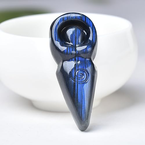 Miniatura 2 de Estatua de diosa de cristal de labradorita natural de 1.97 pulgadas tallada de piedra preciosa curativa tallada para decoración de Halloween, reiki,