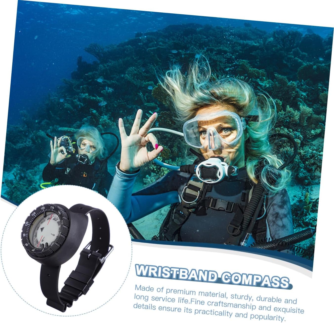 Waterproof Wristband Compass Watch Black Luminous Mini Compass for Outdoor Navigation Hiking Camping Underwater Diving Sports