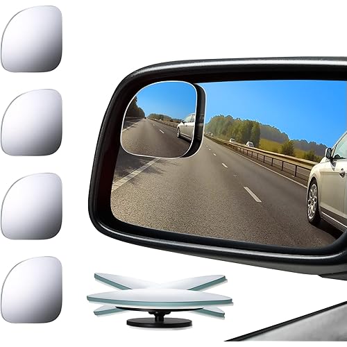 4 Pieces Fan-Shaped Automobile Rear Blind Spot Mirror, 360 Degree Rotating Design, Automobile Side Mirror Wide Angle Mirror Safety Convex Rearview Mirror for Car Truck Van (Natural Mirror Color)