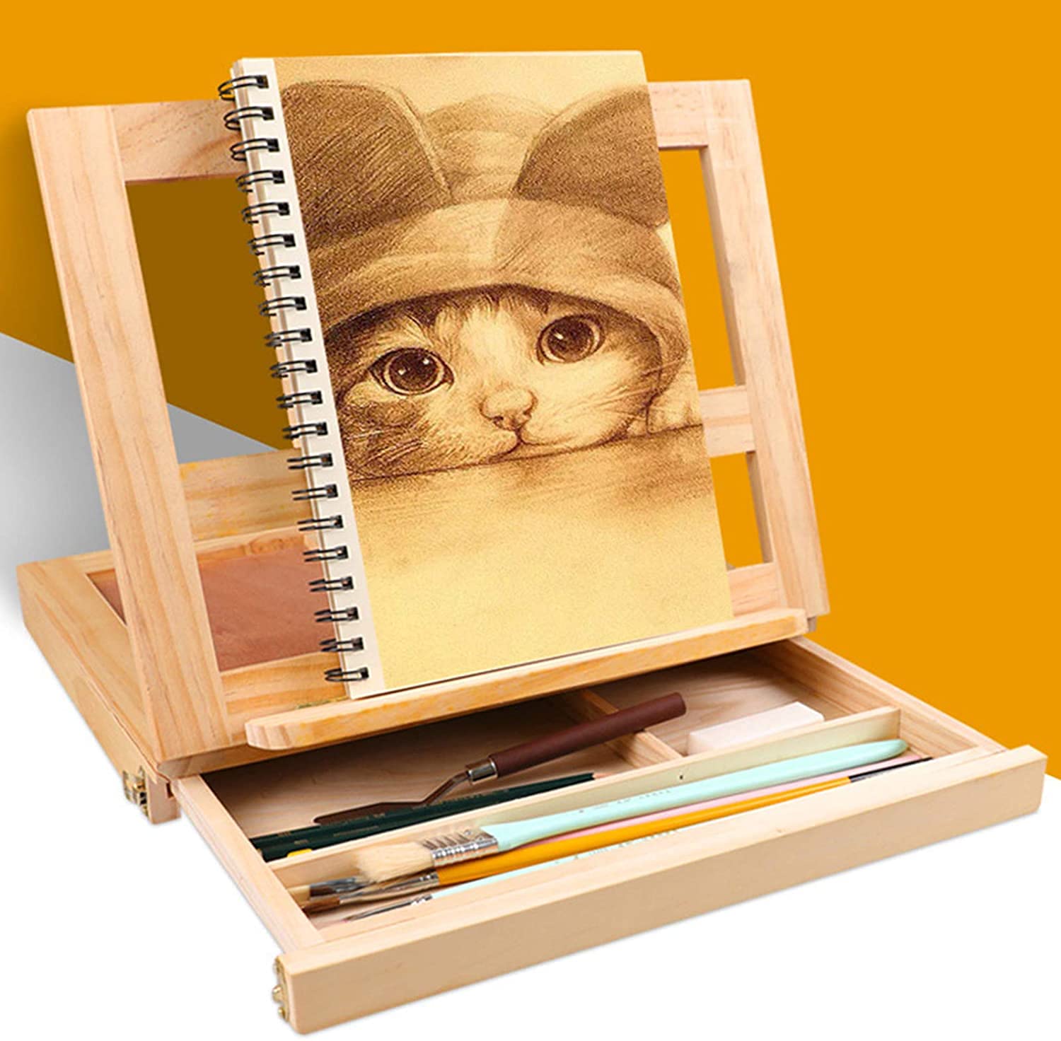 práctico Caballete de escritorio de madera multifuncional plegable, caja de marco de pintura al óleo duradera ARTE AJUSTABLE SKETTE SKETE DE EMPLEADOR PARA PROFESIONES DE LOS ESTUDIANTES Artista profe
