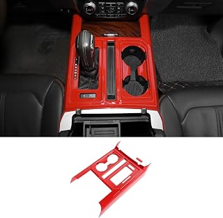 Center Console Gear Shift Cup Holder Panel Cover Trim for 2015-2020 Ford F150 Interior Trim Accessories (Red)
