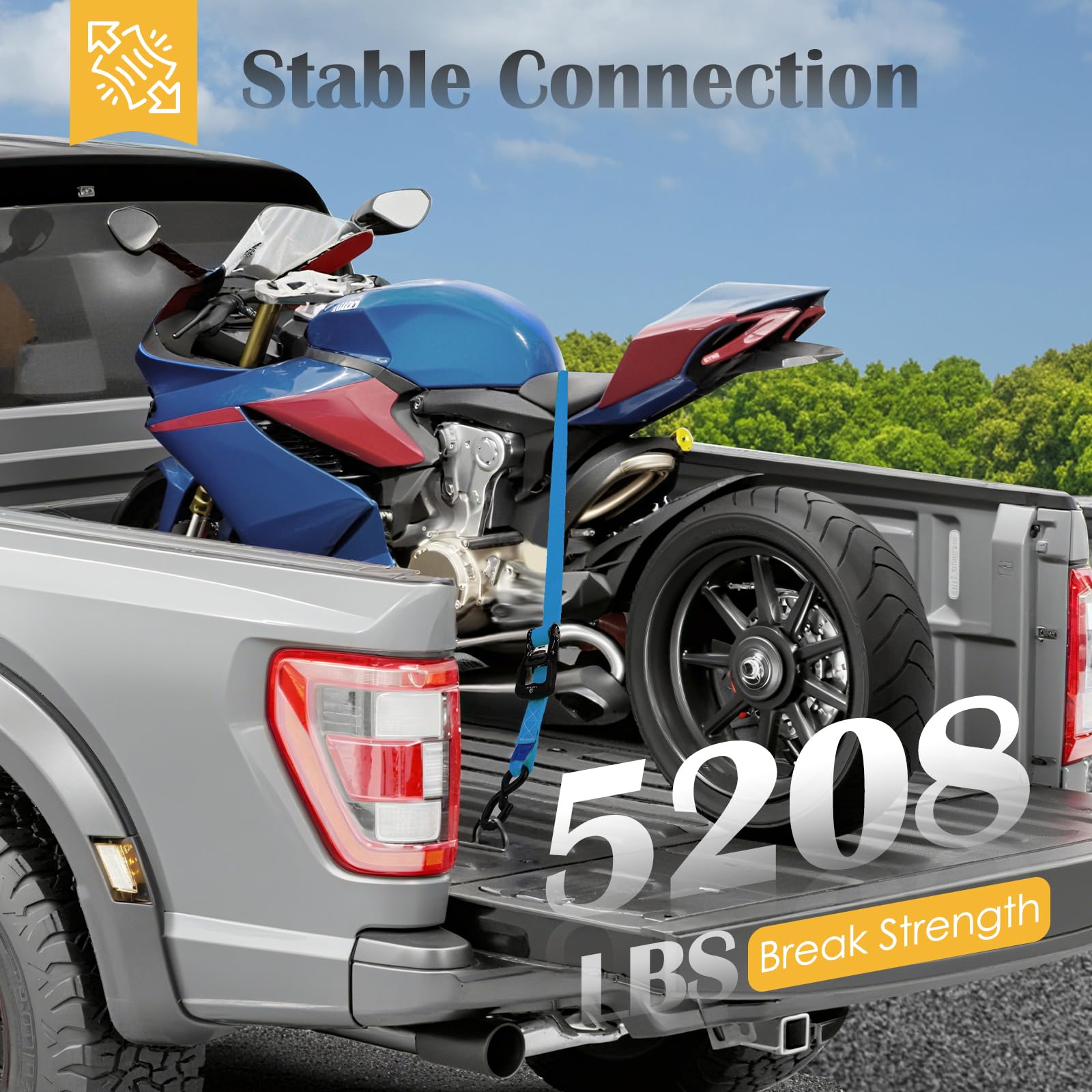 Einziehbare Ratschengurte, 4 Stück, 2,4 kg Bruchfestigkeit, 3,8 cm x 8,2 m, strapazierfähig, einziehbar, Spanngurte mit S-Haken, Set für LKW, Transporter, Anhänger, Motorrad (blau)