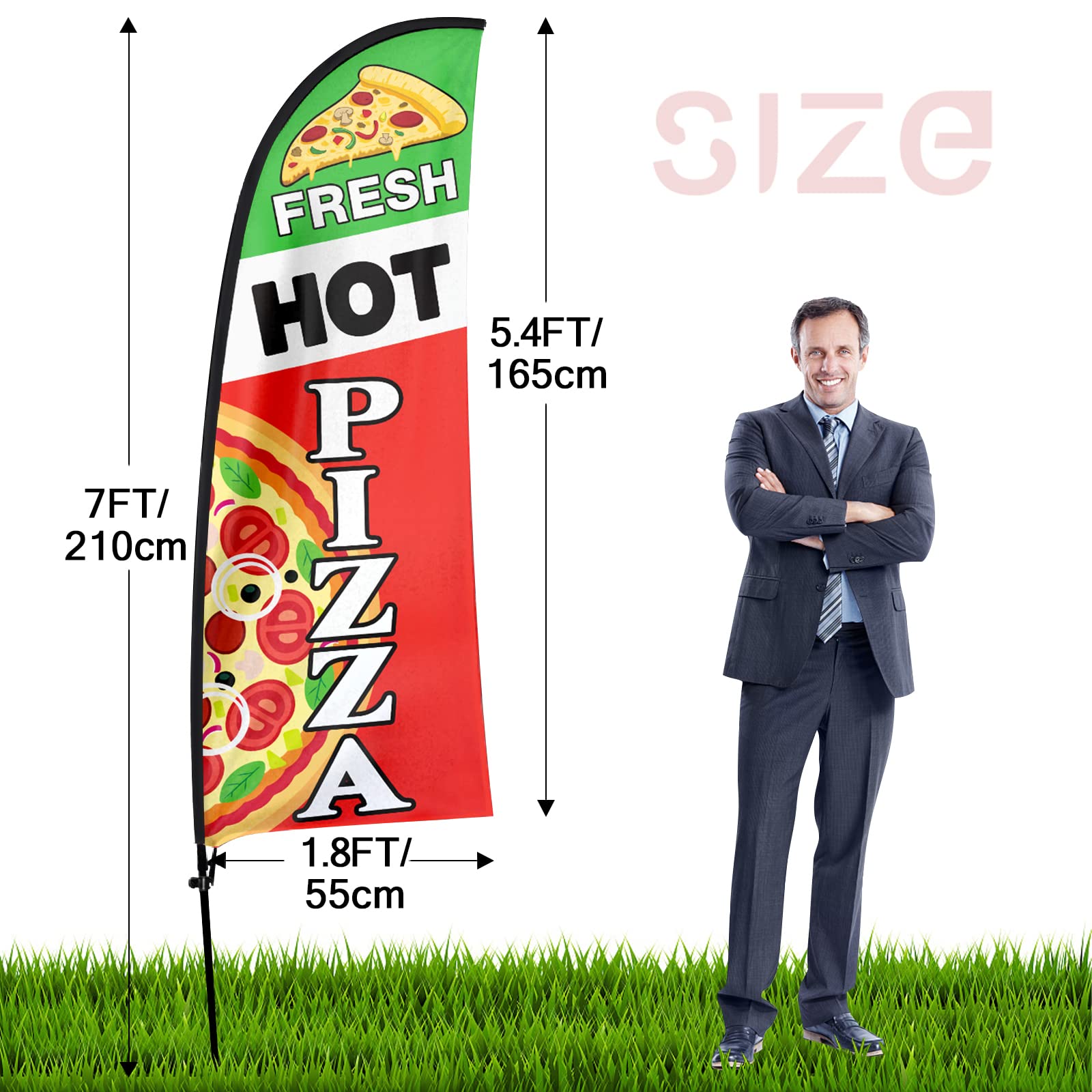 Fresh Hot Pizza Swooper Feather Advertising Flag - Perfect For Restaurants, Food