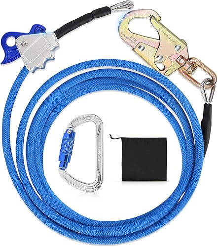 Kit de línea abatible de núcleo de alambre de acero de 12 pulgada x 12 pies con mosquetón de triple bloqueo, baja elasticidad, resistente a los